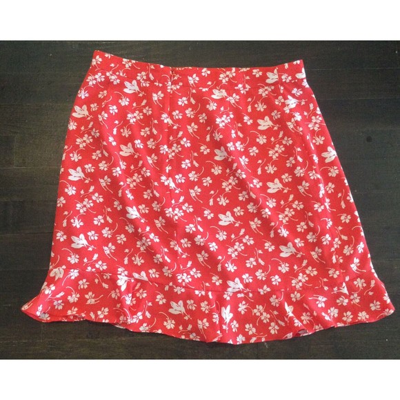 J. Crew Mercantile Red Floral Flounce Ruffle Mini Skirt Size 8 - Picture 3 of 3